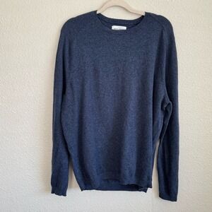 Ministry of Supply Mens XL Merino Wool Blue Sweater Minimalist Preppy Casual
